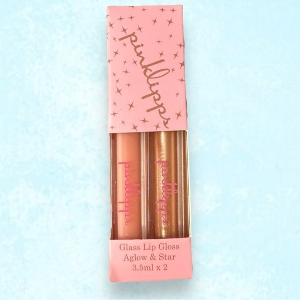 🆕 NWT Pinklipps Glass Lip Gloss Duo Aglow & Star
